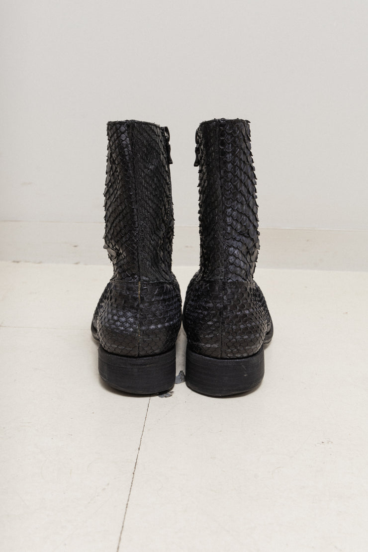 (Kountry Club) CARPE DIEM - Full snake skin leather ankle boots
