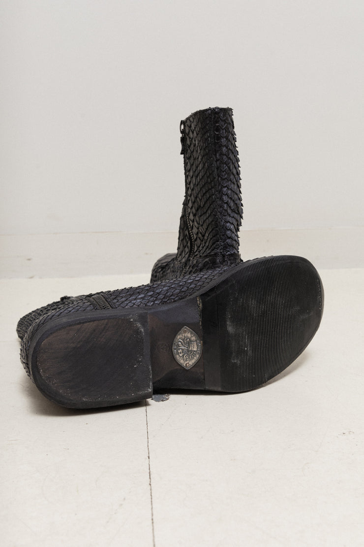 (Kountry Club) CARPE DIEM - Full snake skin leather ankle boots