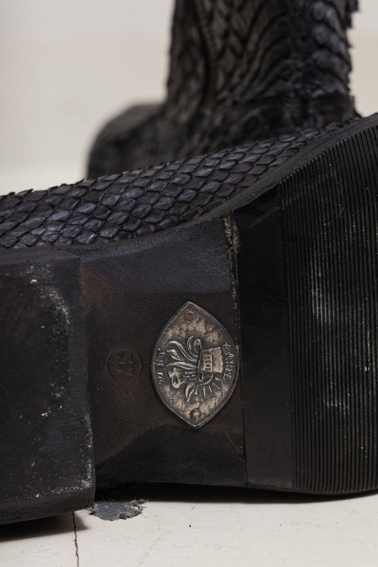 (Kountry Club) CARPE DIEM - Full snake skin leather ankle boots
