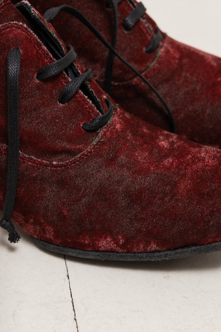 (Kountry Club) UMA WANG - Square toes burgundy velvet heeled shoes