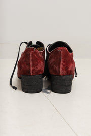 (Kountry Club) UMA WANG - Square toes burgundy velvet heeled shoes