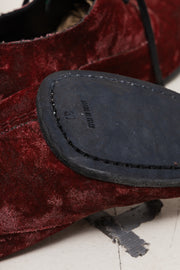 (Kountry Club) UMA WANG - Square toes burgundy velvet heeled shoes