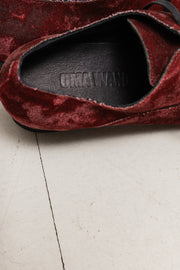 (Kountry Club) UMA WANG - Square toes burgundy velvet heeled shoes