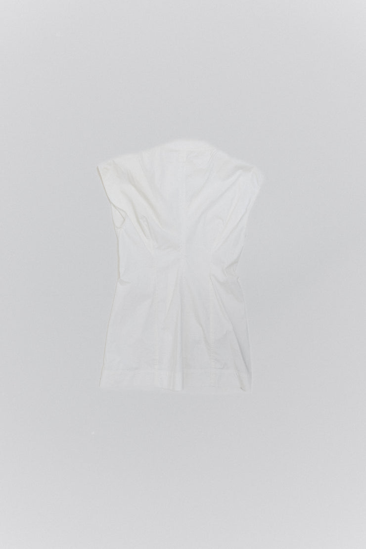RICK OWENS - SS14 "VICIOUS" Sleeveless cotton vest with a front zipper and geometric neck