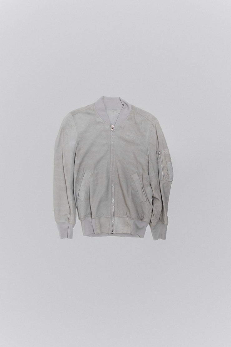 RICK OWENS - SS14 "VICIOUS" Pearl grey lamb leather bomber jacket