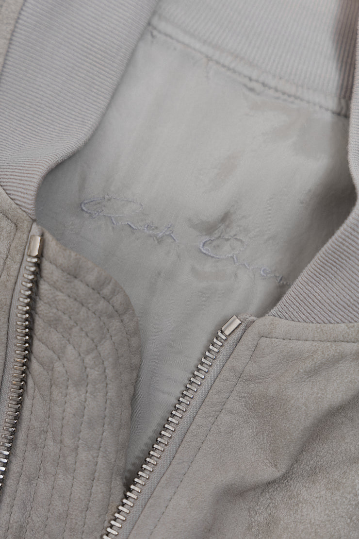 RICK OWENS - SS14 "VICIOUS" Pearl grey lamb leather bomber jacket