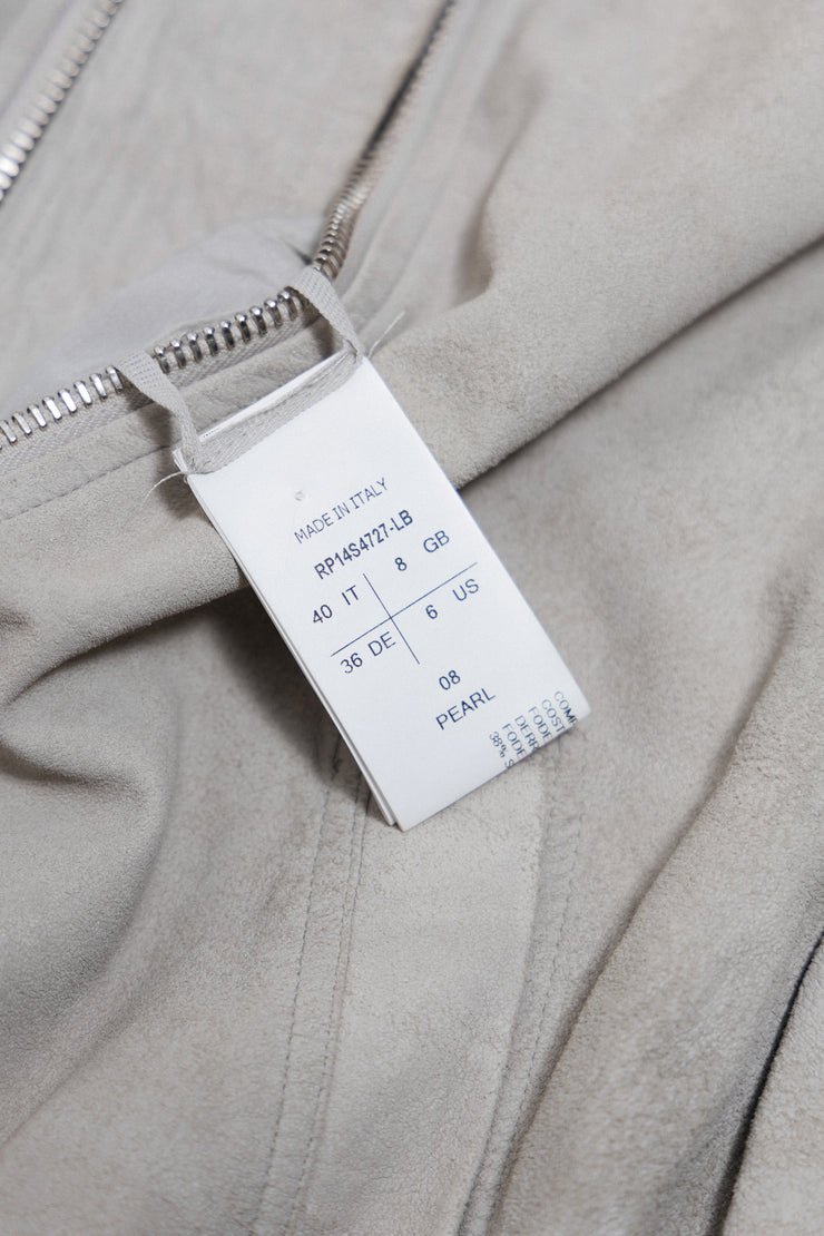 RICK OWENS - SS14 "VICIOUS" Pearl grey lamb leather bomber jacket