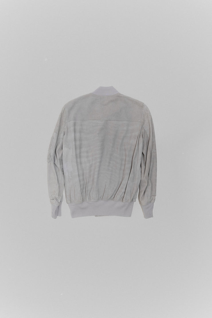 RICK OWENS - SS14 "VICIOUS" Pearl grey lamb leather bomber jacket