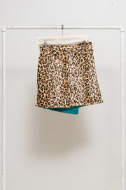 BLACKMEANS - 2024/25 Leopard faux fur kilt skirt with matching belt bag