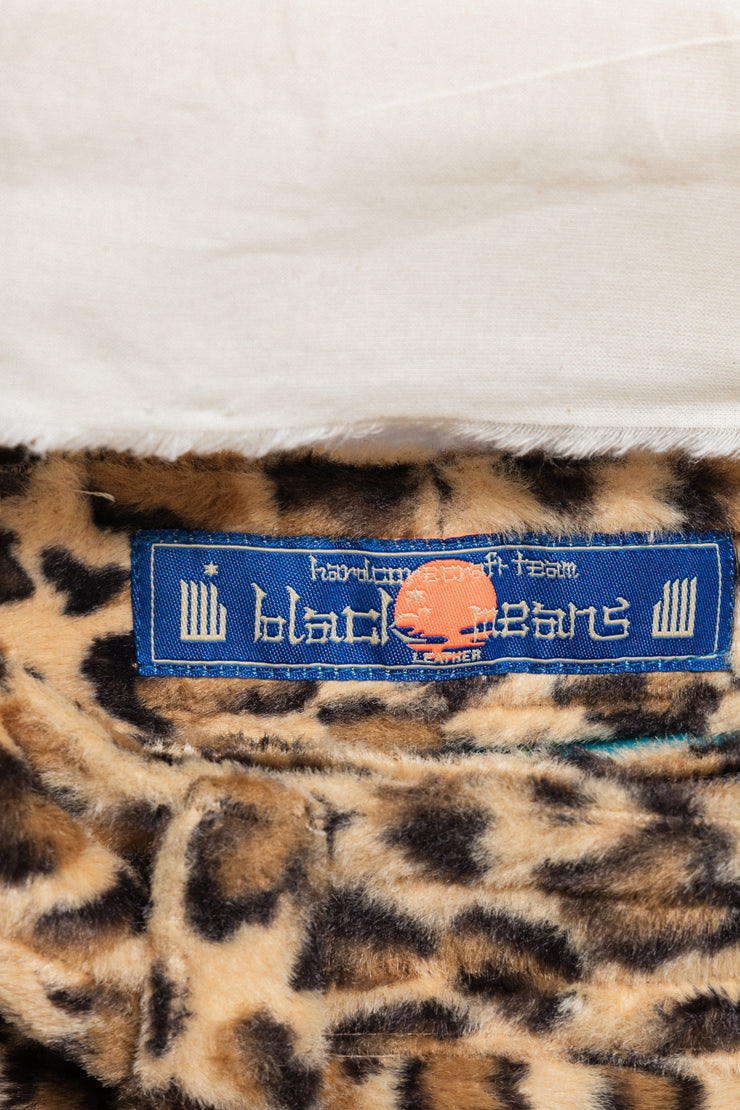 BLACKMEANS - 2024/25 Leopard faux fur kilt skirt with matching belt bag