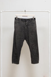 ISAMU KATAYAMA BACKLASH - Shell linen & cotton cropped pants with leather waistband
