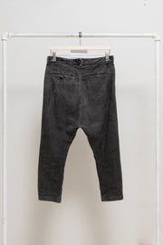 ISAMU KATAYAMA BACKLASH - Shell linen & cotton cropped pants with leather waistband