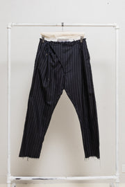 TAKAHIRO MIYASHITA THE SOLOIST - SS18 Lightweight silk blend stripe pants with waist flap