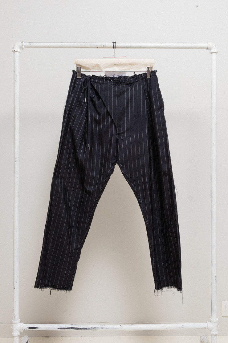 TAKAHIRO MIYASHITA THE SOLOIST - SS18 Lightweight silk blend stripe pants with waist flap