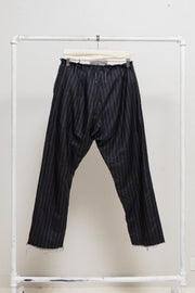TAKAHIRO MIYASHITA THE SOLOIST - SS18 Lightweight silk blend stripe pants with waist flap