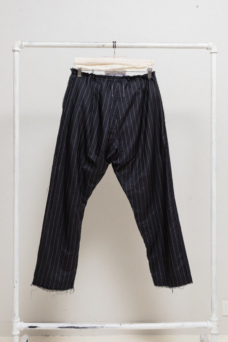 TAKAHIRO MIYASHITA THE SOLOIST - SS18 Lightweight silk blend stripe pants with waist flap