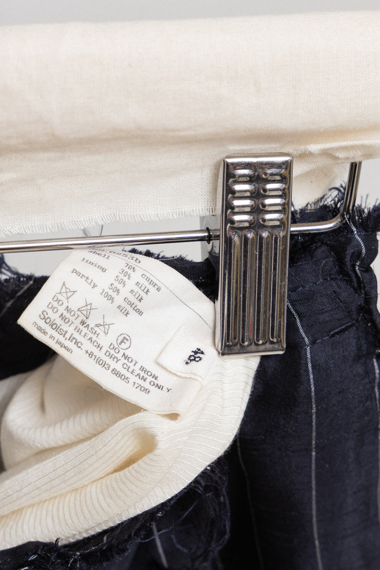 TAKAHIRO MIYASHITA THE SOLOIST - SS18 Lightweight silk blend stripe pants with waist flap