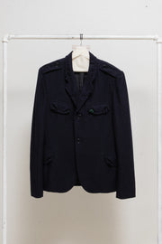 YOHJI YAMAMOTO POUR HOMME - FW08 Wool and cotton jacket with shoulder plackets and frilled pockets (runway)