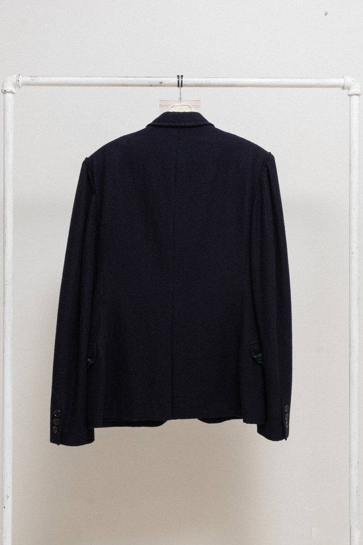 YOHJI YAMAMOTO POUR HOMME - FW08 Wool and cotton jacket with shoulder plackets and frilled pockets (runway)