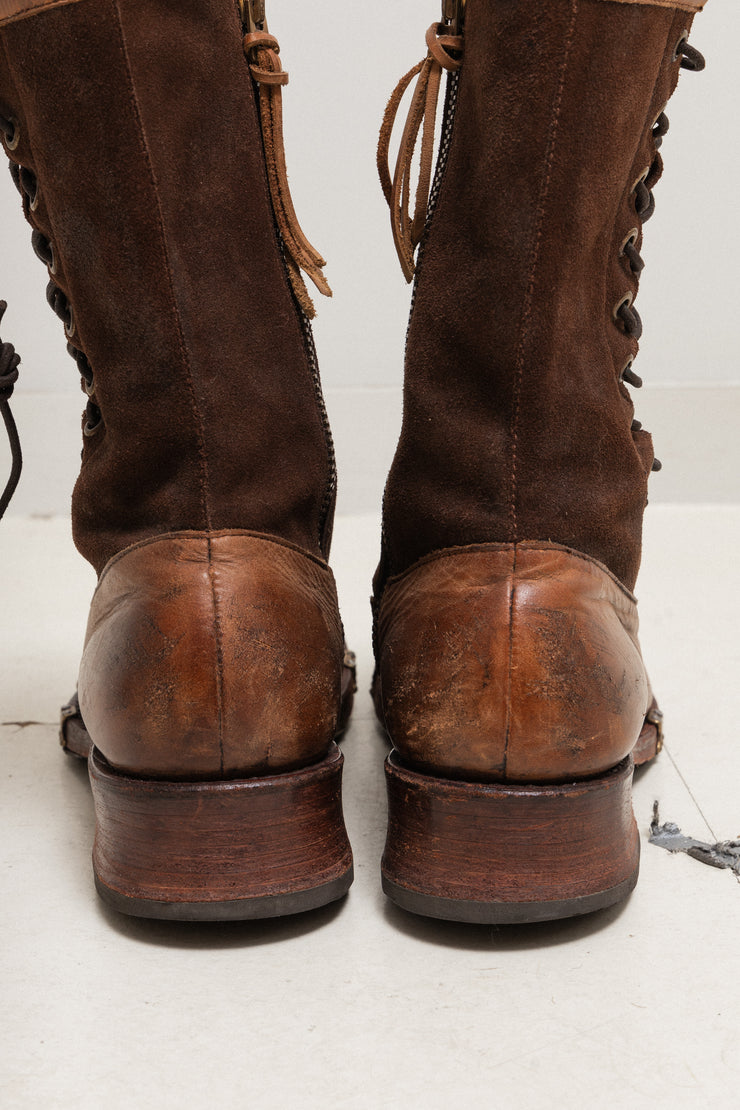 FOOT THE COACHER - Leather & suede lace up boots