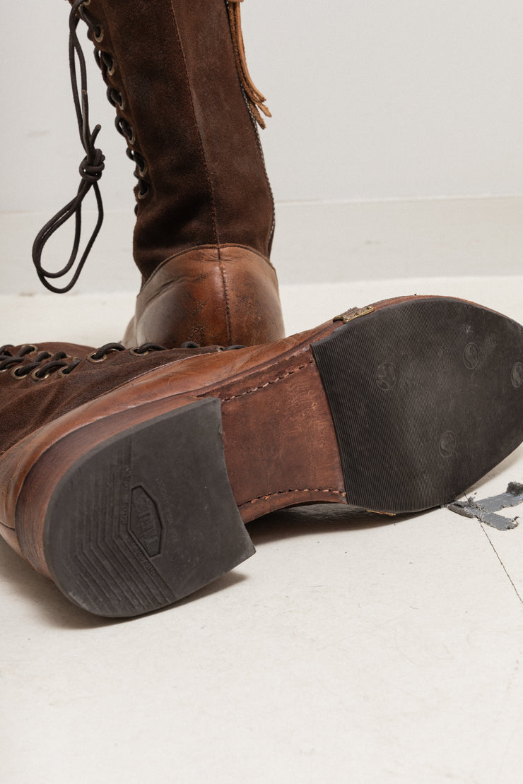 FOOT THE COACHER - Leather & suede lace up boots