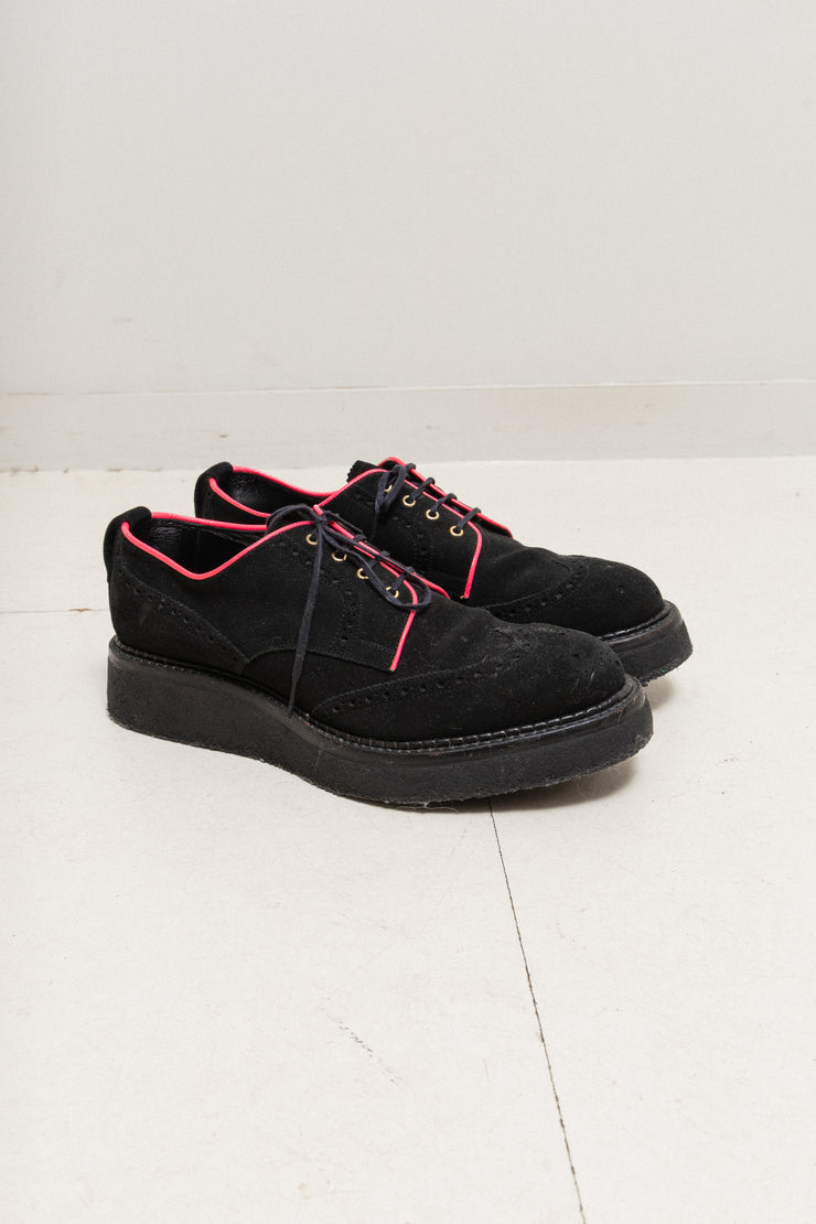 KIDS LOVE GAITE FOR SHIPS JET BLUE - Suede Oxford shoes with neon pink piping