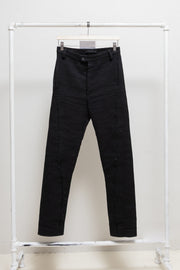 OBSCUR - Linen and wool blend pants with spiral frayed seam