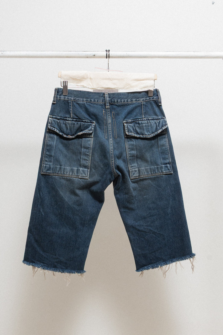 RICK OWENS DRKSHDW - 2007 Washed denim shorts with large pockets