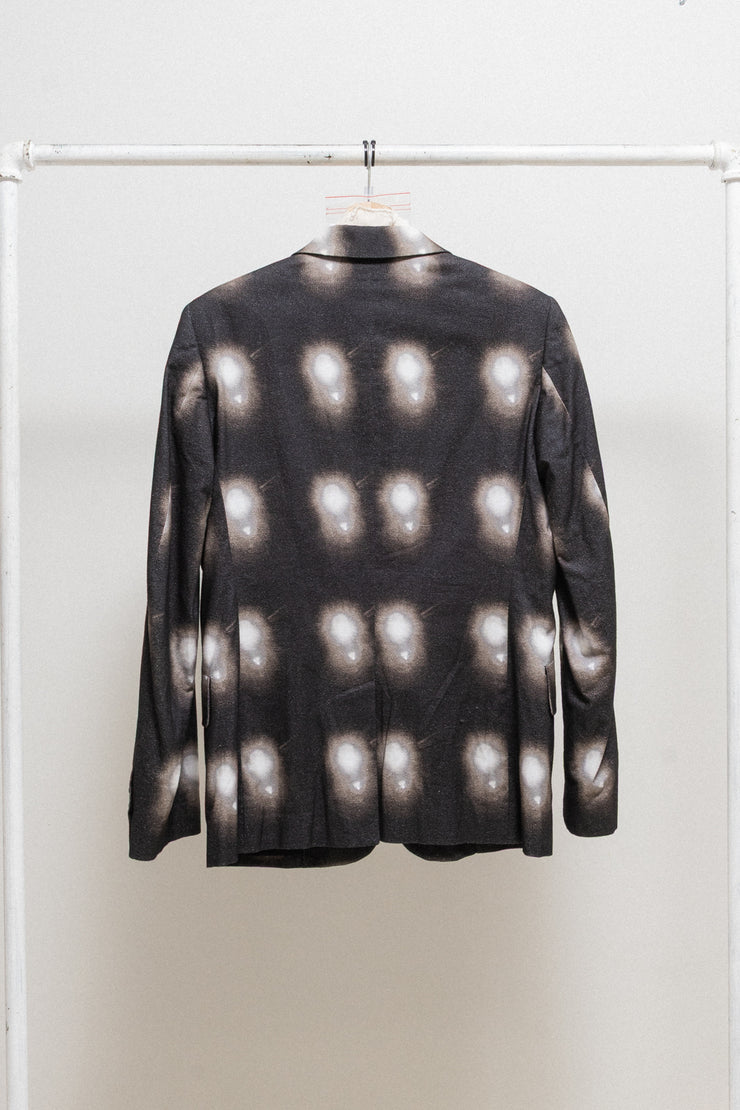 ANN DEMEULEMEESTER - Sun printed cotton blazer jacket with collar strap