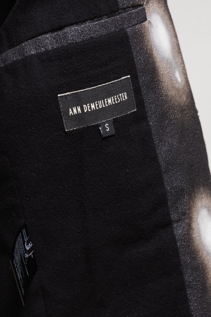ANN DEMEULEMEESTER - Sun printed cotton blazer jacket with collar strap