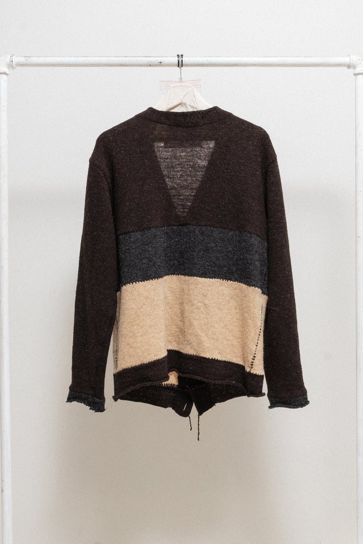 JUNYA WATANABE MAN - FW03 Textured wool button up cardigan with loose threads