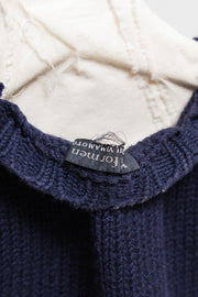 YOHJI YAMAMOTO Y'S FOR MEN - Navy thick knitted sweater with big patch pockets