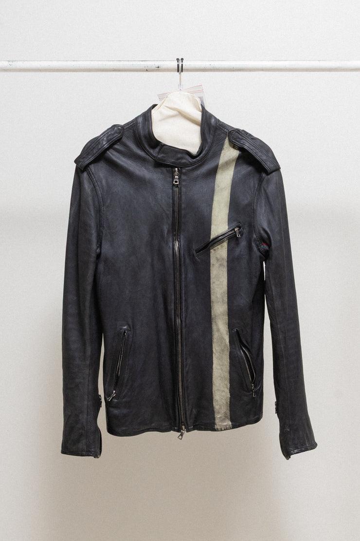 ISAMU KATAYAMA BACKLASH - Calf shoulder leather single rider jacket