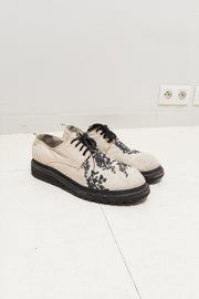 ANN DEMEULEMEESTER - SS14 Vine pattern canvas shoes with notched sole (runway)