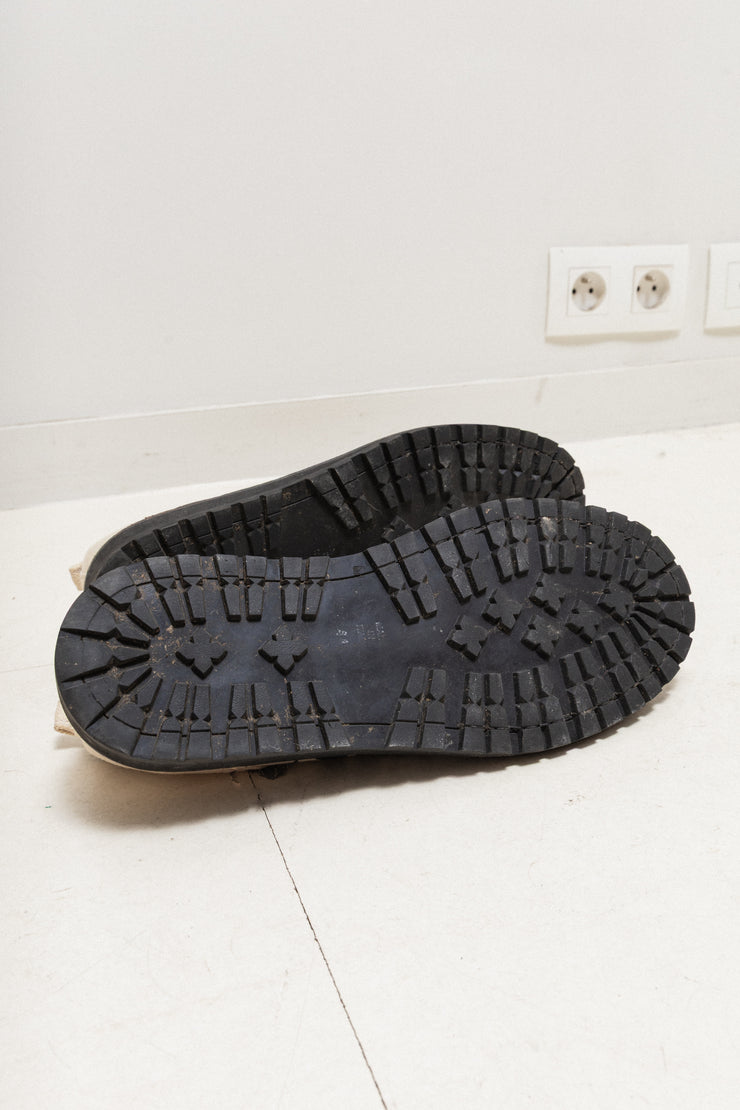 ANN DEMEULEMEESTER - SS14 Vine pattern canvas shoes with notched sole (runway)