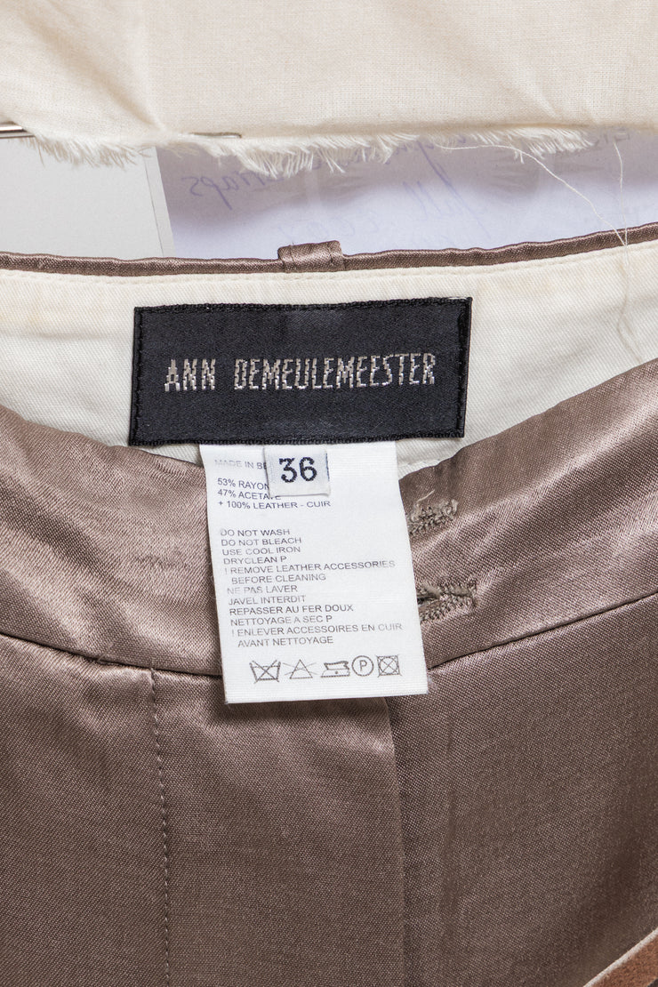 ANN DEMEULEMEESTER - FW02 Wide satin pants with cargo pockets and adjustable straps (runway)
