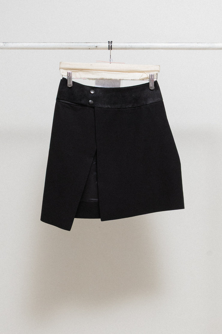 RICK OWENS - FW10 « GLEAM » Wool blend skirt with thick leather waist