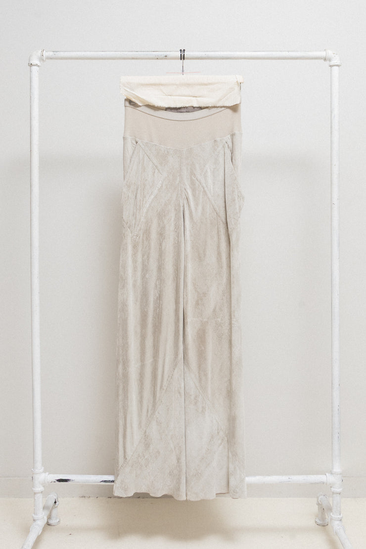 RICK OWENS - FW16 « Mastodon » Silk blend velvet wide pants with ribbed waist