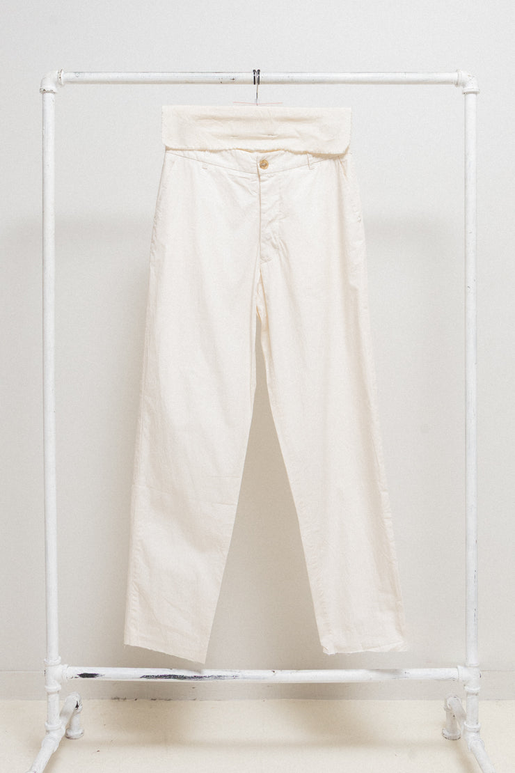 RICK OWENS - SS07 "WISHBONE" Cotton & silk wide milk pants