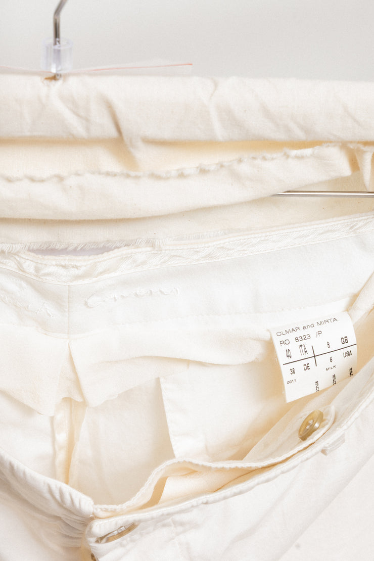 RICK OWENS - SS07 "WISHBONE" Cotton & silk wide milk pants