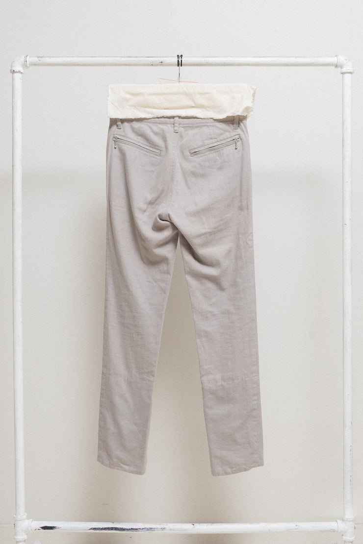 UNDERCOVER - FW04 « But Beautiful » Grey cotton pants with floral lining (runway)