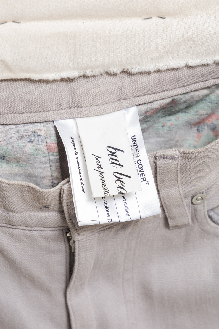 UNDERCOVER - FW04 « But Beautiful » Grey cotton pants with floral lining (runway)