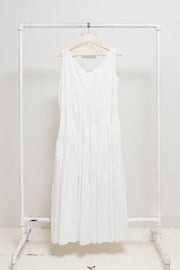 YOHJI YAMAMOTO -  SS10 Long cotton dress with pleated details and pockets