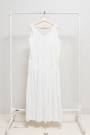 YOHJI YAMAMOTO -  SS10 Long cotton dress with pleated details and pockets