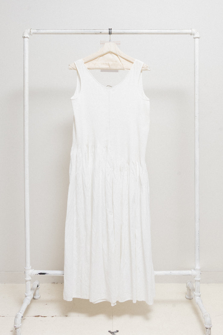 YOHJI YAMAMOTO -  SS10 Long cotton dress with pleated details and pockets