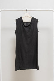 ANN DEMEULEMEESTER - Early 2000’s leather dress top with dropping neckline