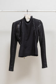 GARETH PUGH - FW11 Cotton blend jacket with lamb leather sleeves and double front zippers