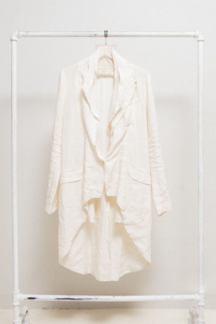 MARC LE BIHAN - White linen tail jacket