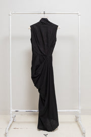RICK OWENS - SS06 « TUNGSTEN » Cotton draped maxi dress with silk lapels (runway)
