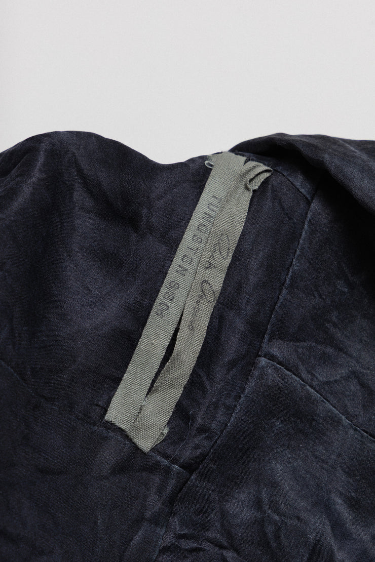 RICK OWENS - SS06 « TUNGSTEN » Cotton draped maxi dress with silk lapels (runway)